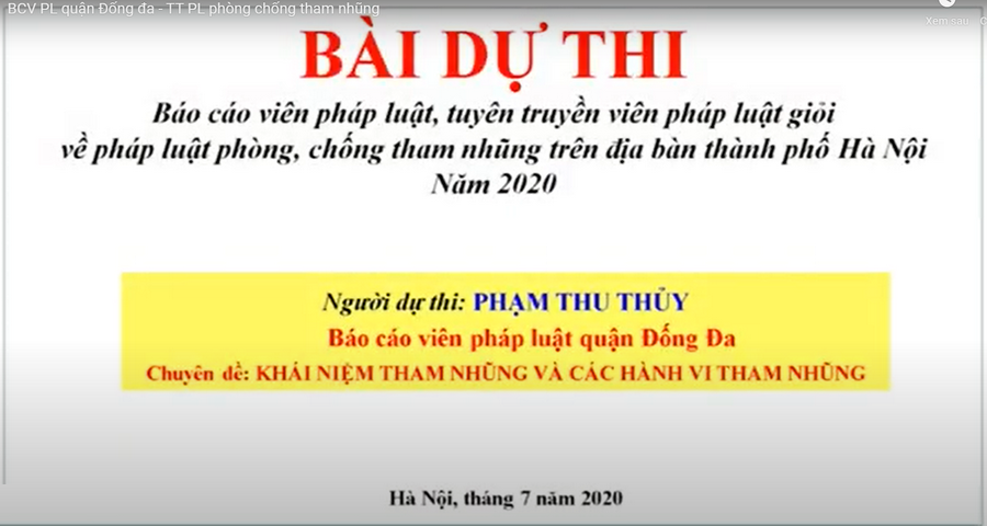 Hà Nội: Tổng kết Cuộc thi “BCV pháp luật, tuyên truyền viên pháp luật giỏi về pháp luật phòng, chống tham nhũng”
