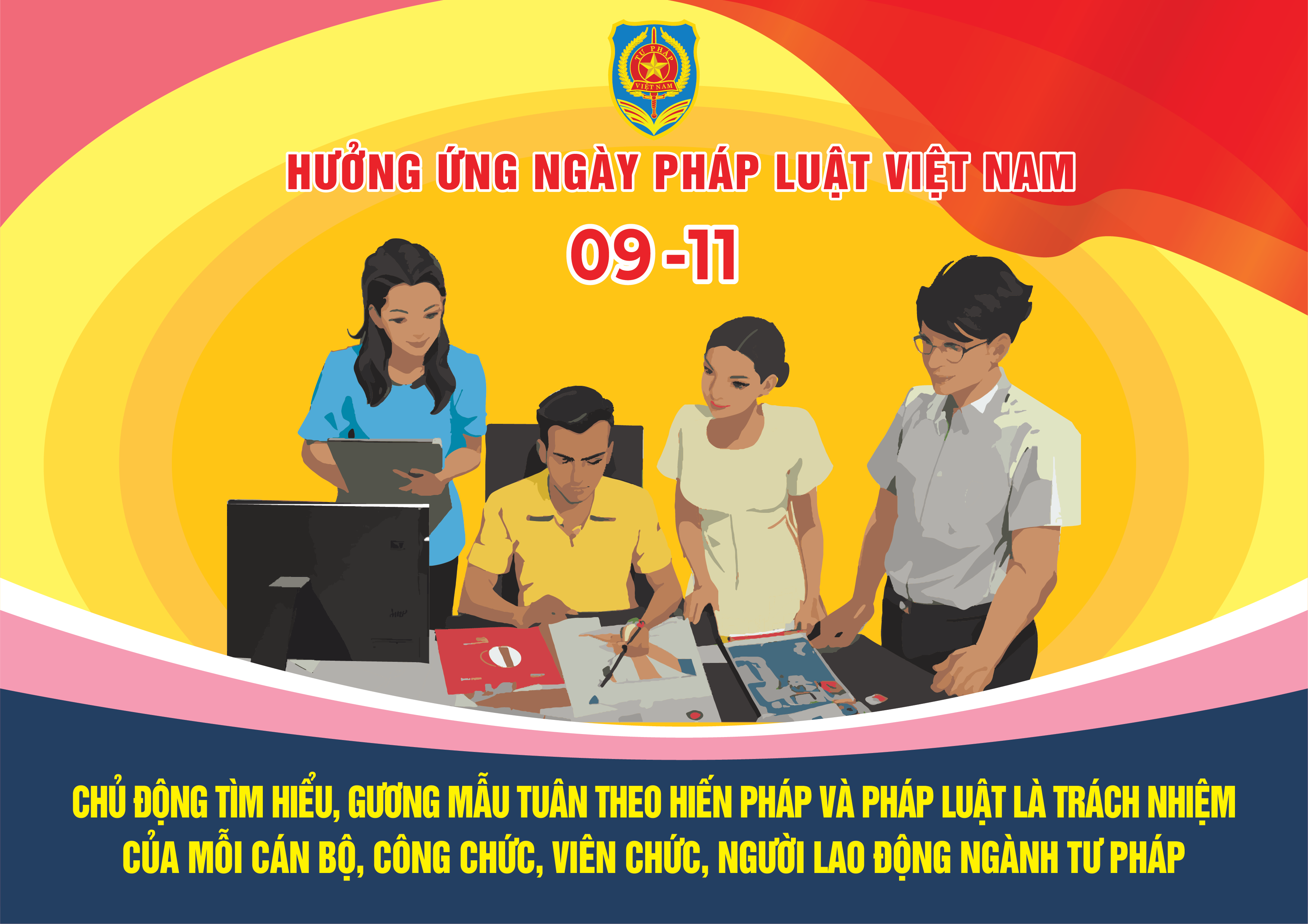 Các mẫu pano phục vụ hoạt động truyền thông hưởng ứng Ngày Pháp luật Việt Nam do Bộ Tư pháp thiết kế