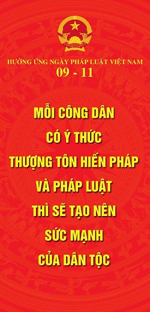 Mẫu Poster khẩu hiệu truyền thông ý kiến chỉ đạo của Lãnh đạo Đảng, Nhà nước hưởng ứng Ngày Pháp luật VN